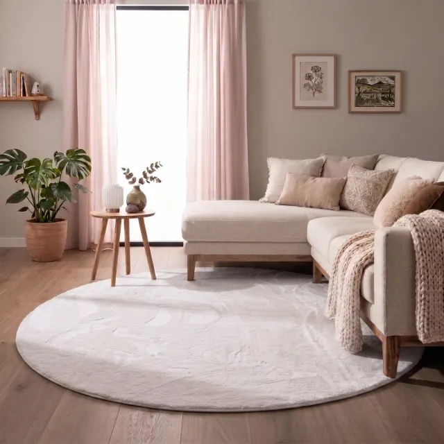 NATURL. Rond laagpolig vloerkleed - Cozy Wit - Ø 100cm