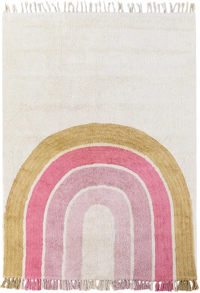 Beliani TATARLI - Vloerkleed - Roze/Beige - Katoen