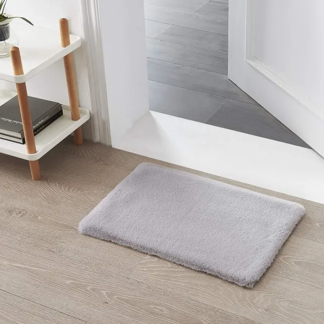 Cloudy pluizig vloerkleed van imitatiebont | Konijnenbont, korte vacht, hoogpolig bontkleed voor woon- of slaapkamerbedkleed | Grijs - 50x150cm