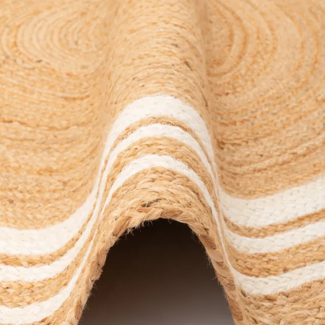 Pergamon Natuurvezeltapijt Jute Salsa Stripes Rond creme