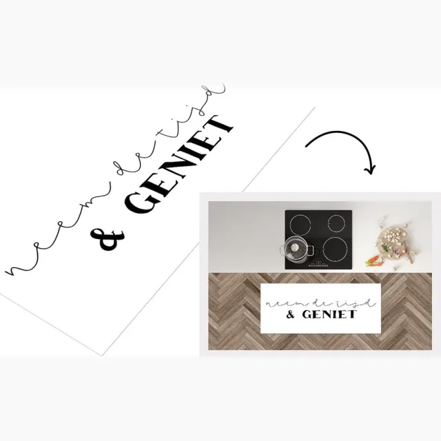 KitchenYeah Keukenloper - Loper keuken - Spreuken - Quotes - Neem de tijd en geniet - 120x50 cm - Keukenloper vinyl Multicolor