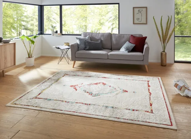 Tapeso Retro vloerkleed - Alba zilver/grijs 120x170