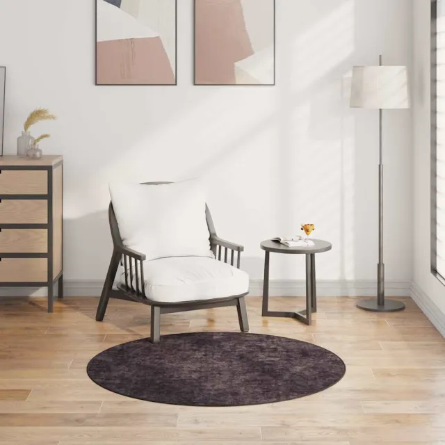 vidaXL Vloerkleed wasbaar ø120 cm antracietkleurig, foto 2