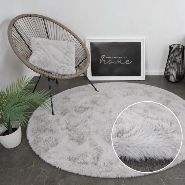 Moonay KNUFFEL Fluffy Vloerkleed – Lichtgrijs – Ø 200 cm – Hoogpolig 30 mm Shaggy Tapijt – Zacht – Rond