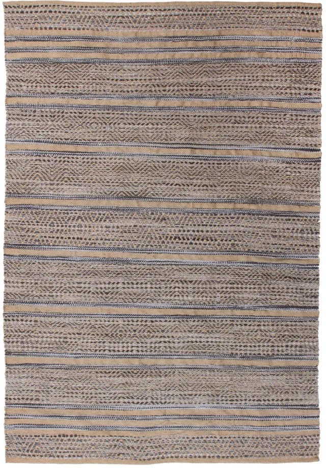 Padiro stijlvol laagpolig vloerkleed 160 x 230 cm - lichtbeige - modern streeppatroon - voor vloerverwarming - van jute en katoen