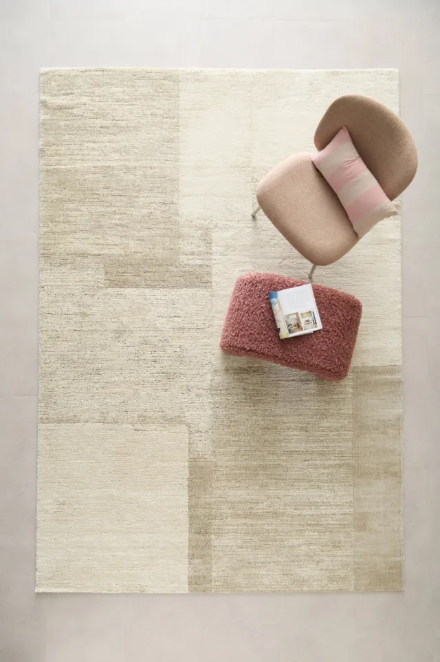 NOUS Living hoogpolig vloerkleed crème beige, foto 2