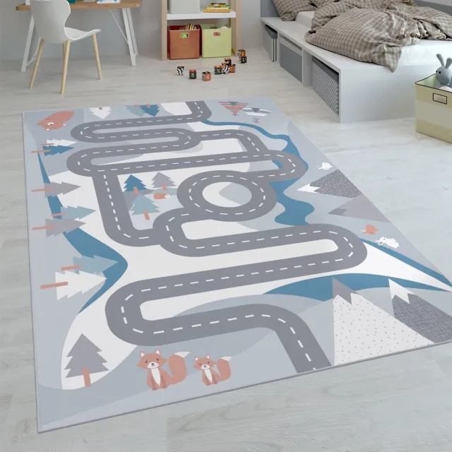 flycarpets Kindervloerkleed - Binola - Wegen - Creme / Multi