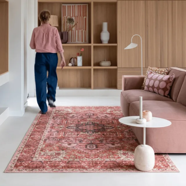 Interieur 05 Vintage vloerkleed Evora Roze/Rood - 200 x 290 cm - (L)