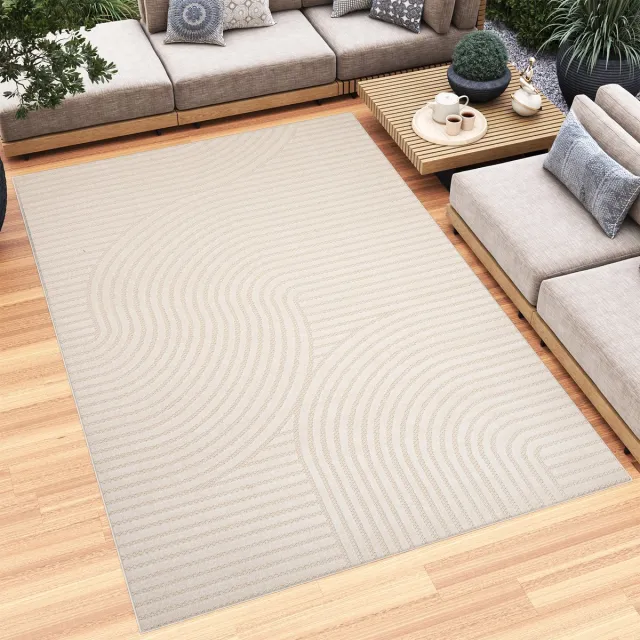 Tapiso Patio Vloerkleed Tuintapijt Outdoor Creme Buitenkleed Kleed Maat- 140x200