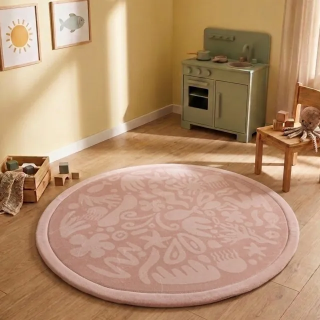 Little Olly Rond wasbaar speelkleed - Flo Roze - Ø 120cm