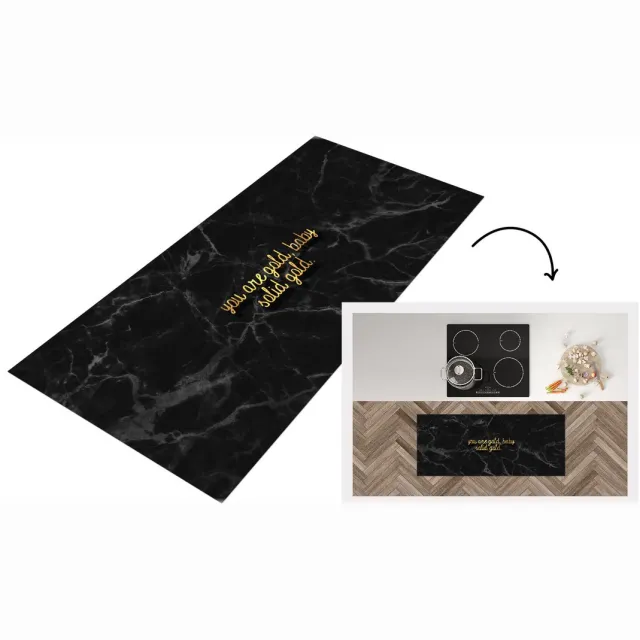 KitchenYeah Keukenloper - Loper keuken - Quotes - Spreuken - Goud - Marmer - Keukenloper vinyl Multicolor