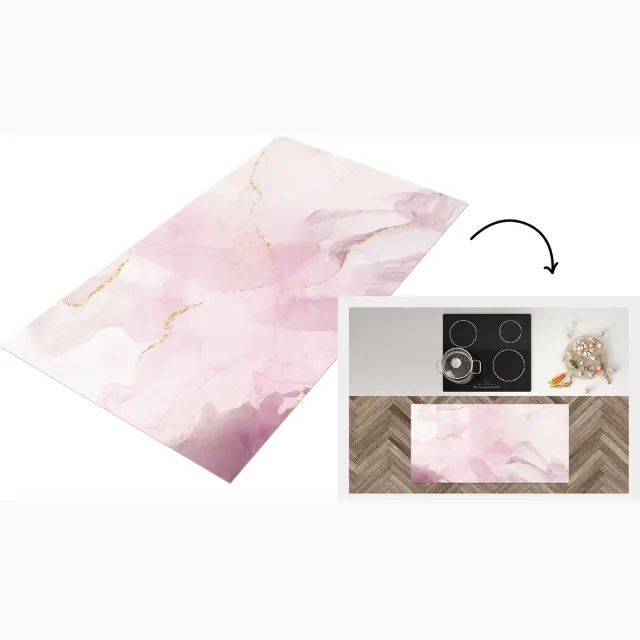 KitchenYeah Keukenloper - Loper keuken - Marmer - Goud - Lijn - 120x60 cm - Keukenloper vinyl Multicolor