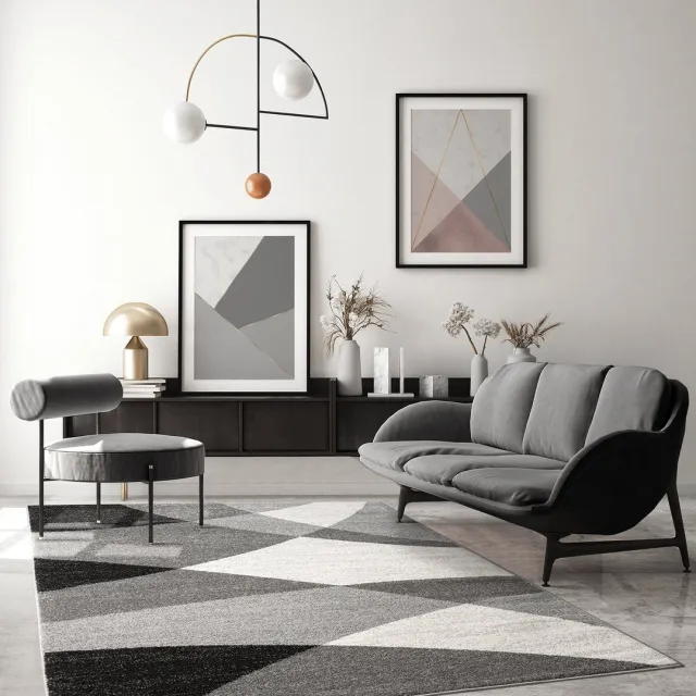 the carpet Pearl – modern kortflor vloerkleed met contourensnede, golvend geometrisch patroon, grijs, 200 x 280 cm