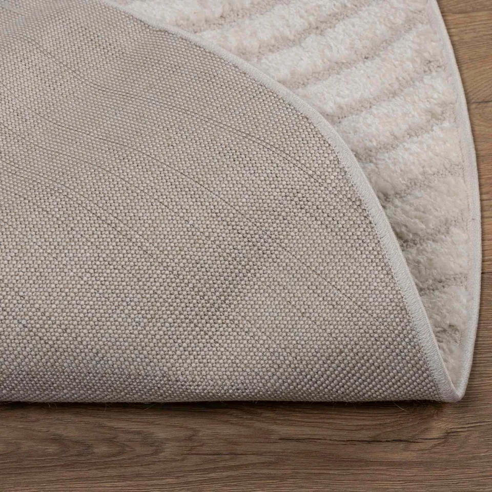 vidaXL Binnen kleed GALATI Crèmekleurig Ø 120 CM Polyester, foto 4