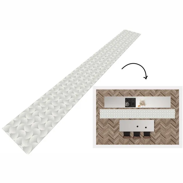 KitchenYeah Keukenloper 480x60 cm - Keukenmat vinyl Patronen - Zilver - Retro - Keukenmatten loper - Keuken vloerkleed tapijt
