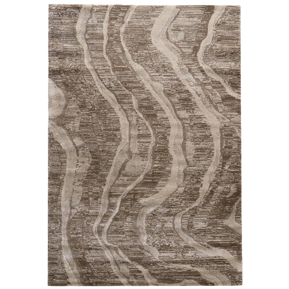NOUS Living Horizon vloerkleed donkerbruin crème/donkerbruin