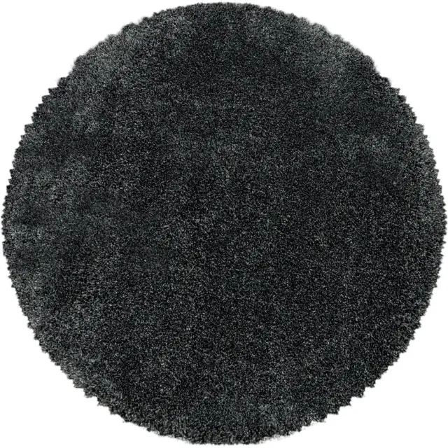 Ayyildiz Hoogpolig vloerkleed, effen kleur - gewoon grijs, vloerkleed voor de woonkamer, jute achterkant, afmeting: 200 cm rond