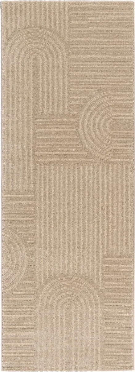 TESSO LIVING Modern Laagpolig Vloerkleed in Boho Stijl – 80 x 220 cm – Beige – Premium Woonkamer Tapijt – Japans Design met Duurzame Jute onderkant