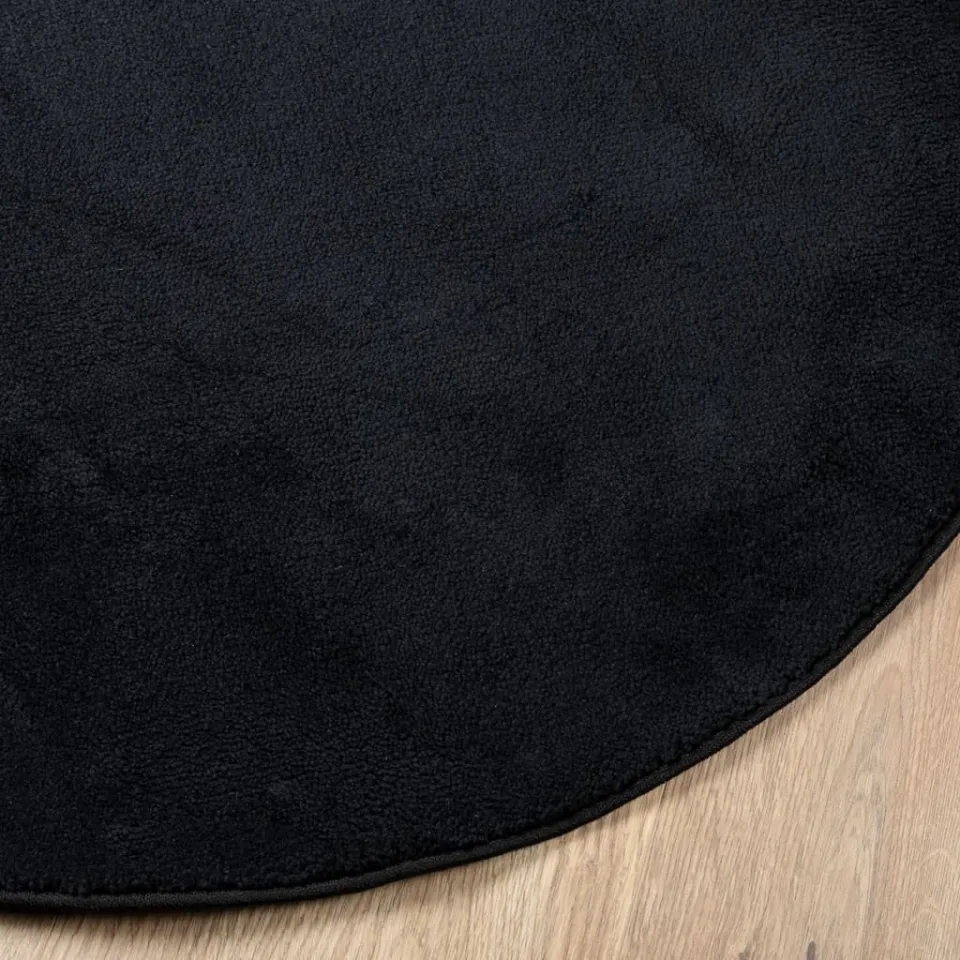 vidaXL Vloerkleed OVIEDO laagpolig Ø 120 cm zwart, foto 4