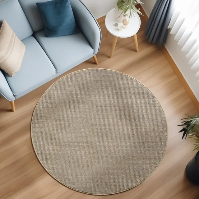 flycarpets Rond Flycarpets Laagpolig vloerkleed - Gevlochten - Handgeweven Look - Beige 160x230 cm