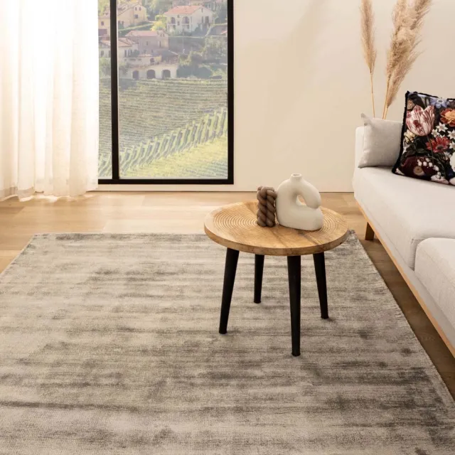 Paon Brillant Viscose vloerkleed vierkant - Glamour zilver 140x140
