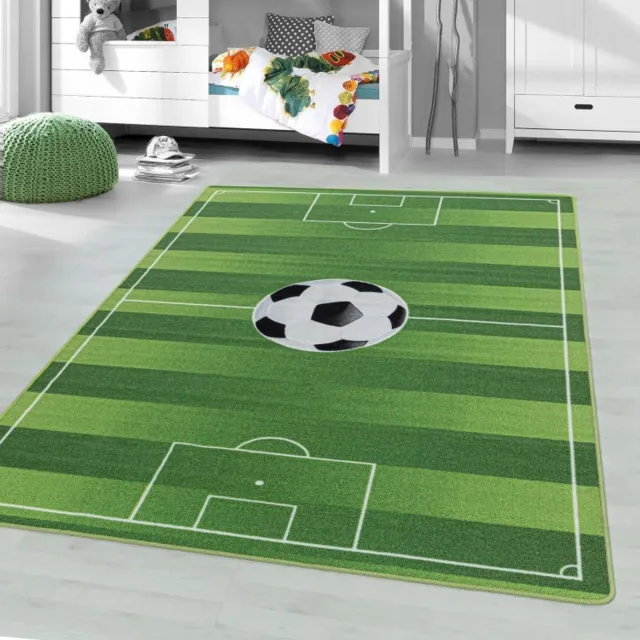 TapisTrend Kinderkleed Groente 80x120 cm met korte pool, voetbalstadionpatroon, groen