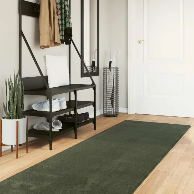 vidaXL Vloerkleed HUARTE Bosgroen 80 x 300 cm 100% Polyester Plat groen, foto 2