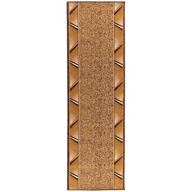 vidaXL Lopers - Tapijt - FLORNES - Geweven - Okergoud - Zigzag - 67 - x - 300 - cm - PP Ochre