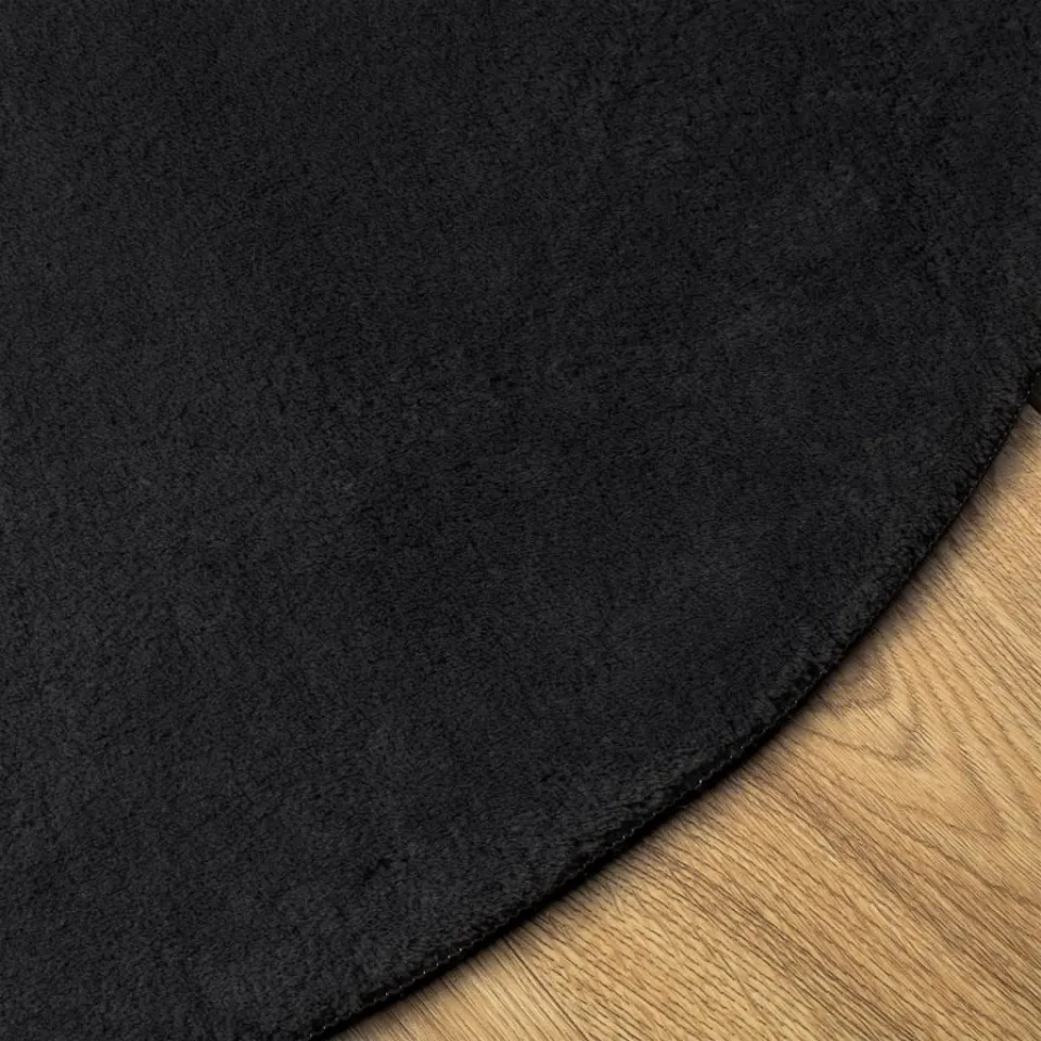 vidaXL Vloerkleed HUARTE laagpolig zacht wasbaar Ø 80 cm zwart, foto 3