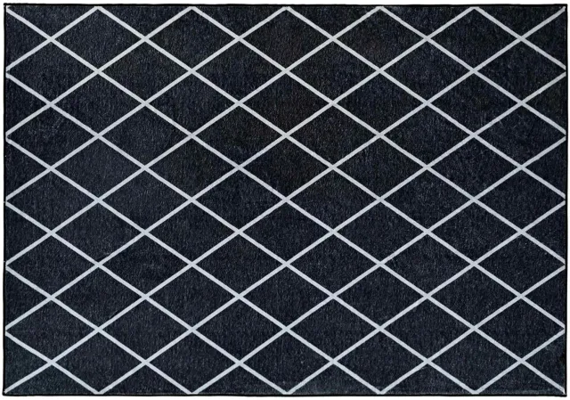 vidaXL Tapijt - ORIZ - Zwart - ruitpatroon - 200 - x - 280 - cm - 100% - Polyester