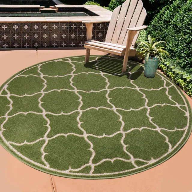 Muratap Buitenkleed Berlin Rond Vloerkleed Groen