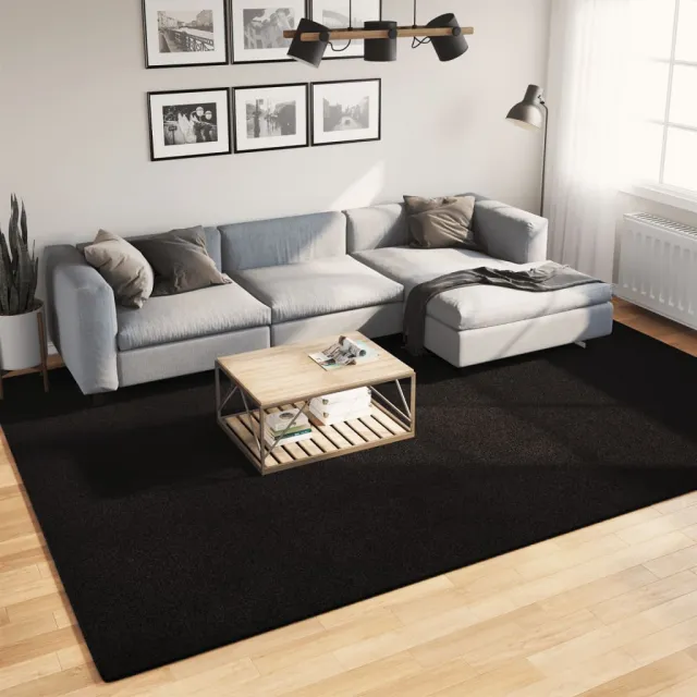 vidaXL Vloerkleed HUARTE laagpolig zacht wasbaar 240x340 cm zwart