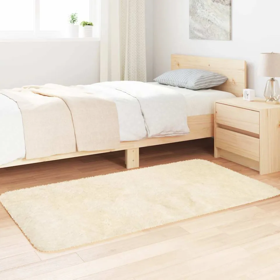 vidaXL Hoogpolig vloerkleed NAVARRA 80x150 cm polyester crèmekleurig, foto 3