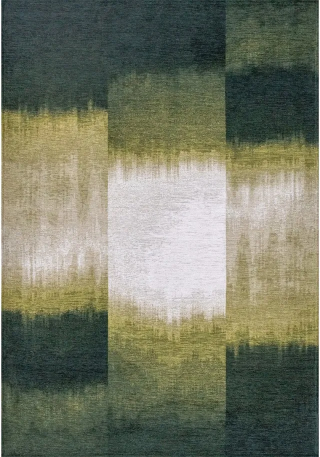 Louis de Poortere Wasbaar Binnen & Buiten Vloerkleed - 240 x 240 cm - Louis De Poortere Sendai Forest Mood - Laagpolig Tapijt - Gerecycled PET - Made in Belgium - Circulair Groen