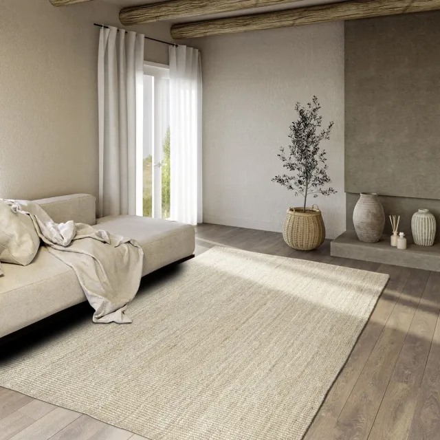 Villeroy & Boch Flycarpets Villeroy & Boch - Jute vloerkleed - Rosalie - Naturel / Wit 160 X 230 CM Beige