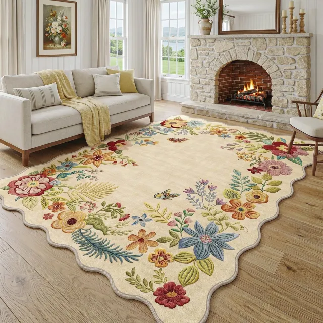 Duraxl Vloerkleed - Bloemenpatroon - Beige - 160 x 230 cm