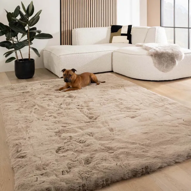 Tapeso Fluffy vloerkleed - Comfy Deluxe taupe 230x330