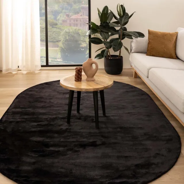 Paon Brillant Viscose vloerkleed ovaal - Pearl zwart 200x300