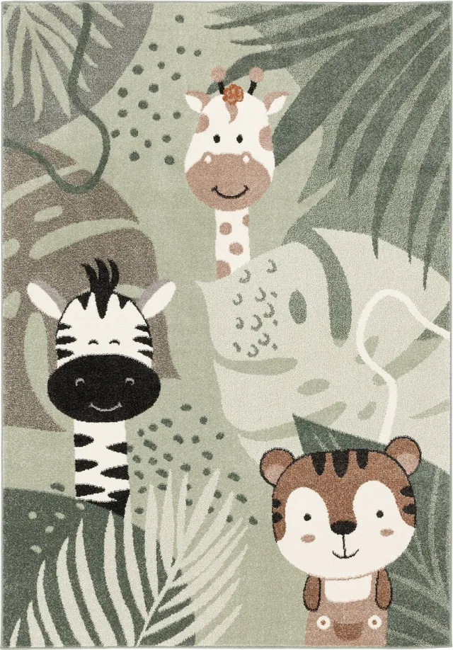 Pergamon Kindertapijt Softstar Kids Safari Friends Groen