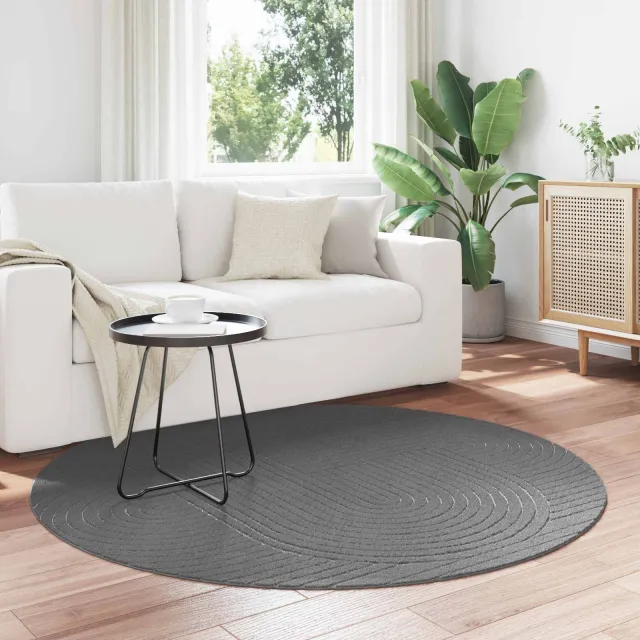 vidaXL Binnen- en buitentapijt PALMERAS Antraciet Ø 120 CM Polyester, foto 2