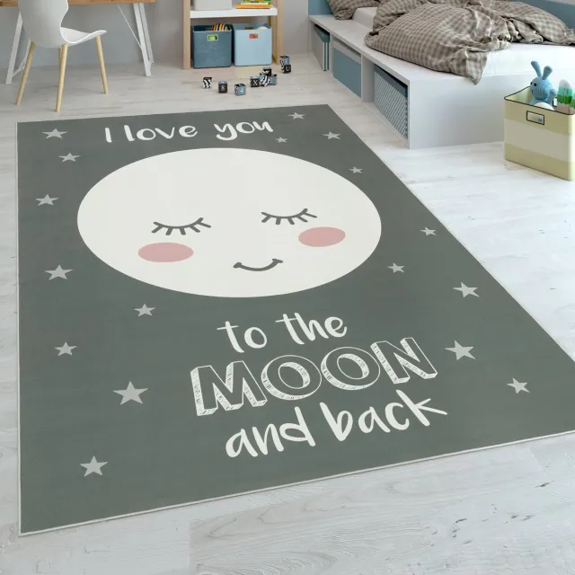 flycarpets Kindervloerkleed - Aleris - Maan - Grijs
