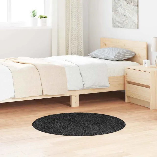 vidaXL Antislip Shaggy Tapijt Donkergrijs 90 x 90 cm PP