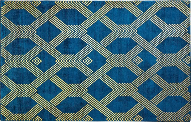 Beliani VEKSE - Vloerkleed - Donkerblauw - Viscose