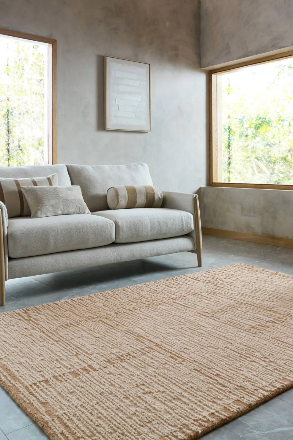 Flair Rugs Harris Modula wollen vloerkleed naturel, foto 2