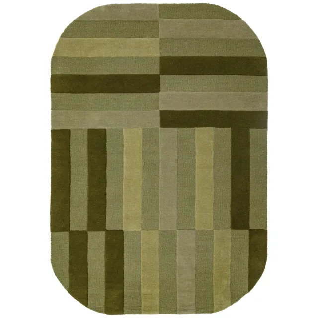 Flair Rugs Eldon wollen ovaal vloerkleed groen