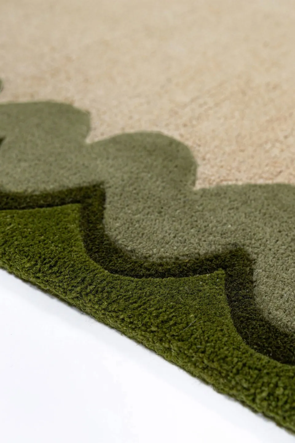 Flair Rugs Wiggle Border Wool Circle wollen vloerkleed olijfgroen, foto 3