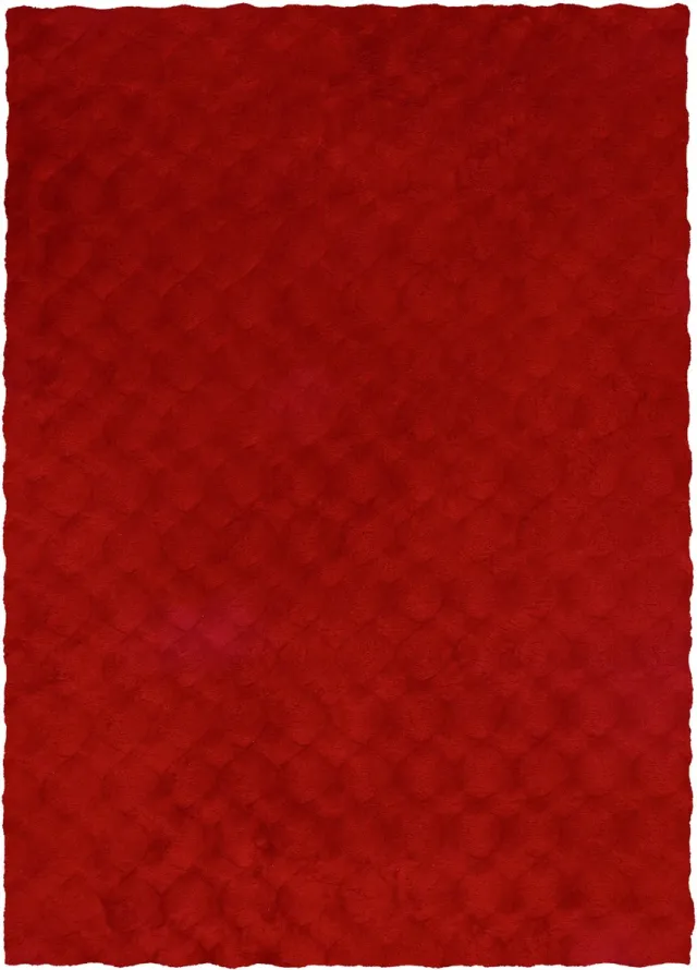 Padiro knus hoogpolig vloerkleed 200 x 290 cm - bordeaux - modern effen structuurontwerp - voor vloerverwarming - van polyester en katoen